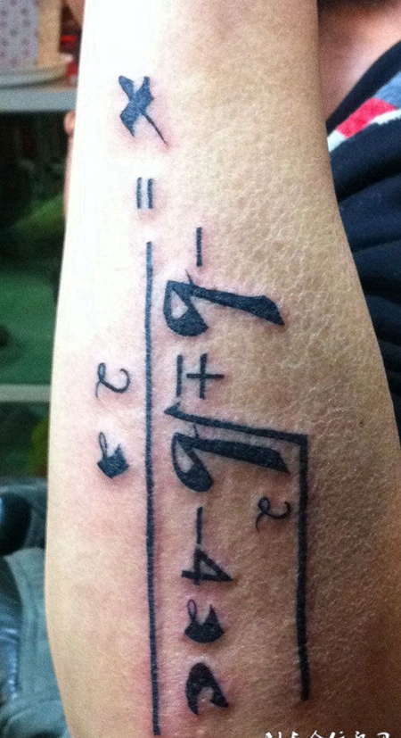 小腿上的数学公式纹身