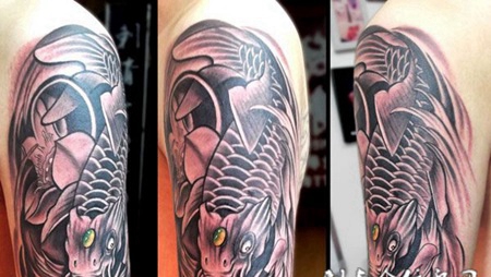 胳膊上的鲤鱼潜水纹身