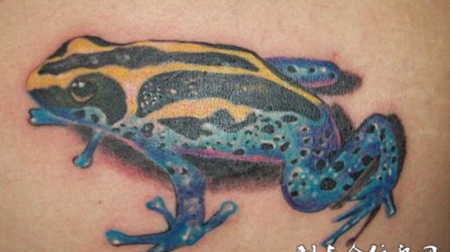 跳跃的彩色青蛙纹身
