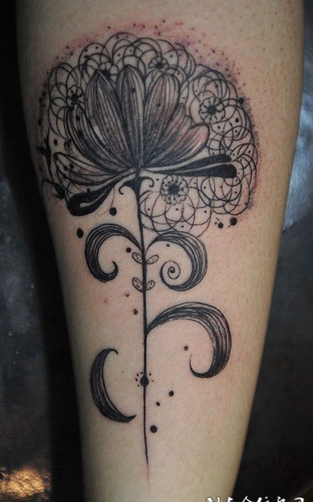 风吹蒲公英纹身