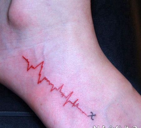 脚踝处的心电图纹身