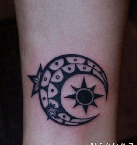 月亮北极星纹身