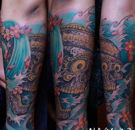 小臂上的传统嘎巴拉纹身