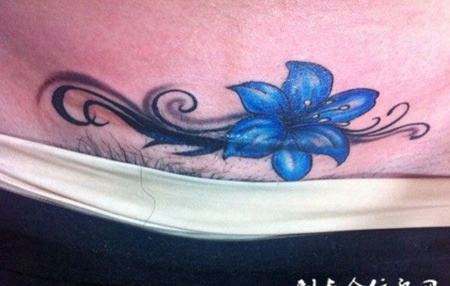 线条兰花纹身图案