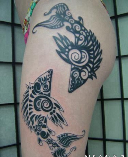 大腿骨鱼纹身