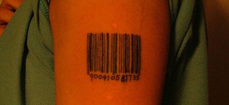 手臂条形码数字纹身图案