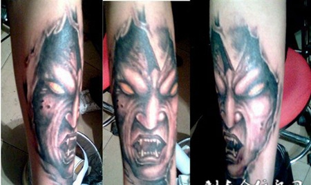 皮肤后的恶魔纹身