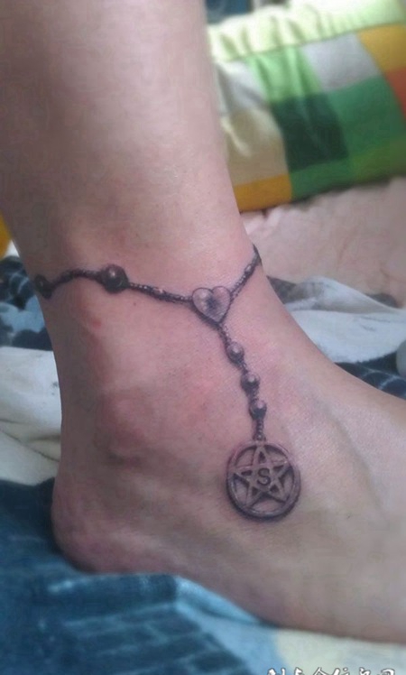 五角星脚链纹身