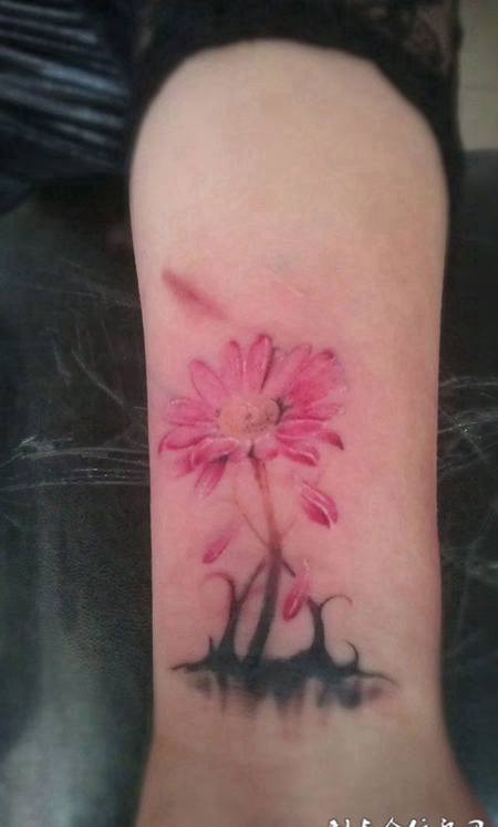 脚踝向日葵纹身