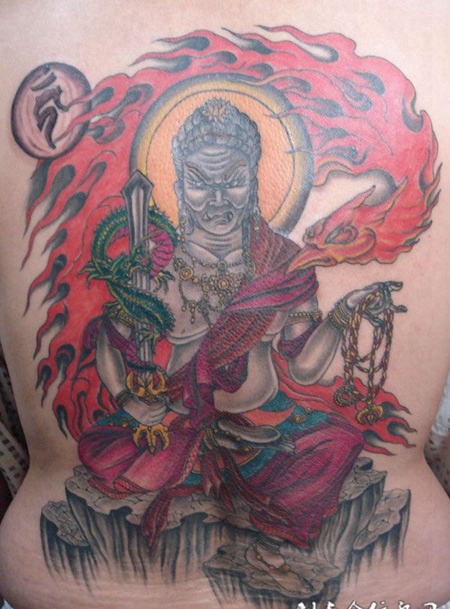 满背不动明王纹身