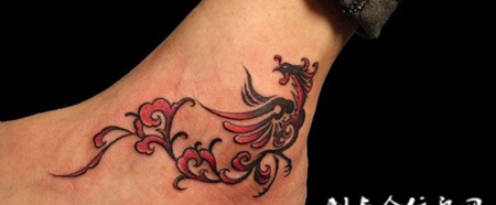 彩色凤凰图腾纹身