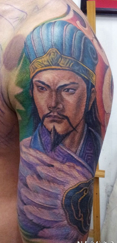 彩色诸葛亮纹身