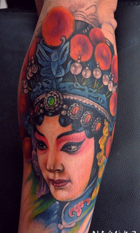 京剧花旦脸谱纹身