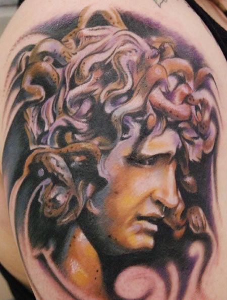 手臂酷酷的美杜莎纹身图案