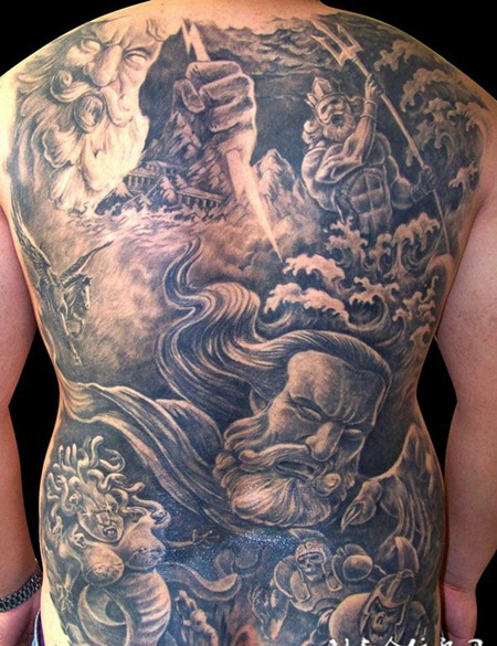 满背西方众神纹身