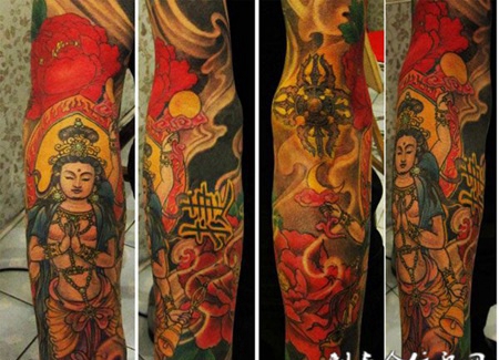 胳膊上菩萨的纹身图案