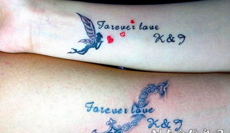 手腕情侣纹身