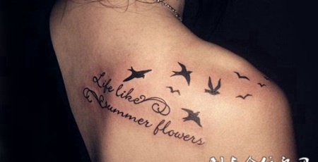 背部倦鸟归巢纹身