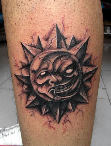 小腿太阳神纹身图案