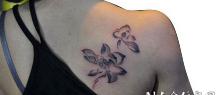 背部并蒂莲纹身