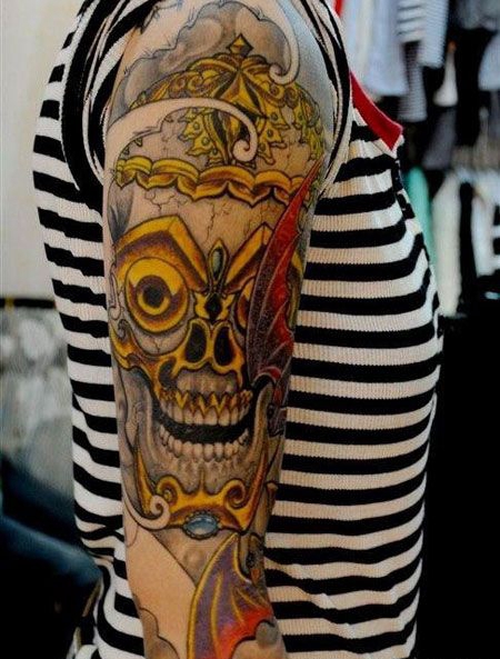 大臂个性嘎巴拉纹身图案