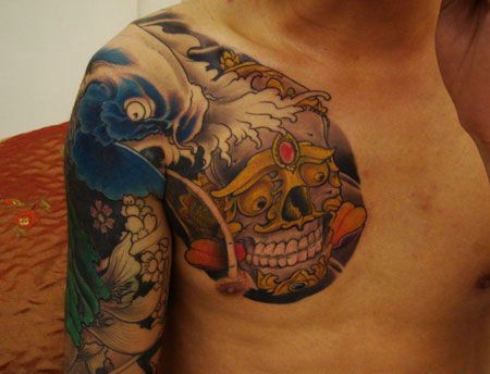 半甲嘎巴拉鲤鱼纹身图案