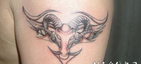 胳膊上的羊头纹身