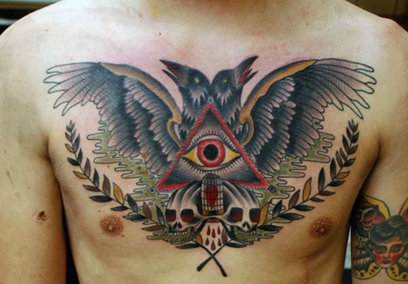 花胸乌鸦上帝之眼纹身图案