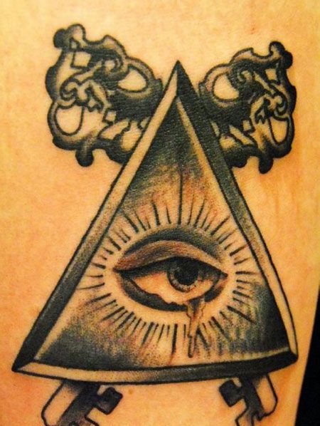 大臂金属感上帝之眼纹身图案