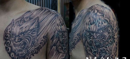 半胛恶鬼纹身