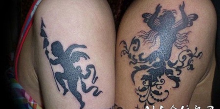 胳膊上的战士图腾纹身