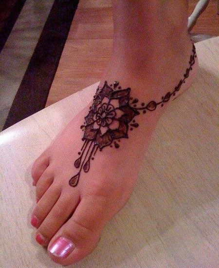 脚背梵花海娜图腾纹身图案