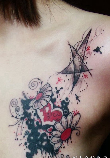 心旁的太阳花纹身