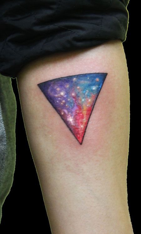 手臂三角形星空纹身