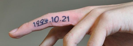 手指上的日期纹身图案