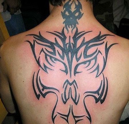 背部狼头图腾纹身图案