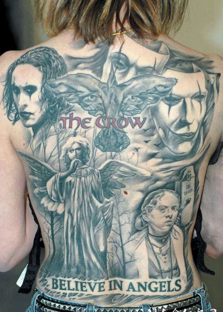 满背天使恶魔纹身