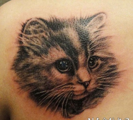 后背上的小猫纹身