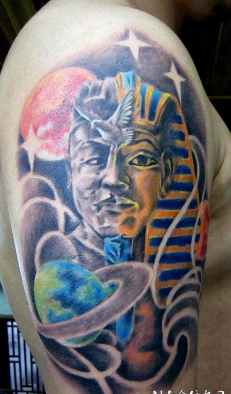 胳膊上的部落战士纹身