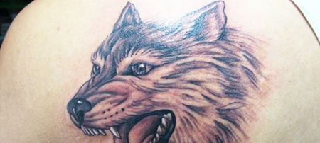 后背上的狼头纹身图案