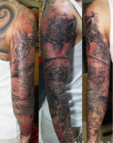 包臂恶魔骷髅纹身