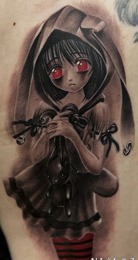胳膊上的死亡女孩纹身