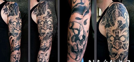 胳膊上的骷髅般若纹身