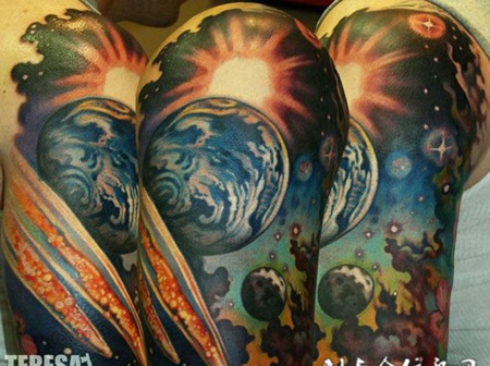 胳膊上的星空纹身