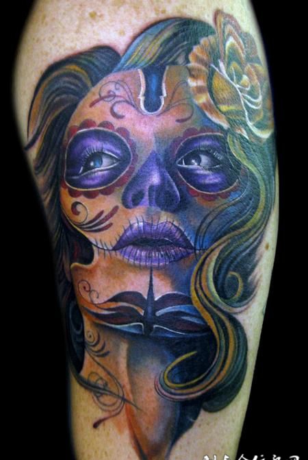 大腿死亡女孩纹身