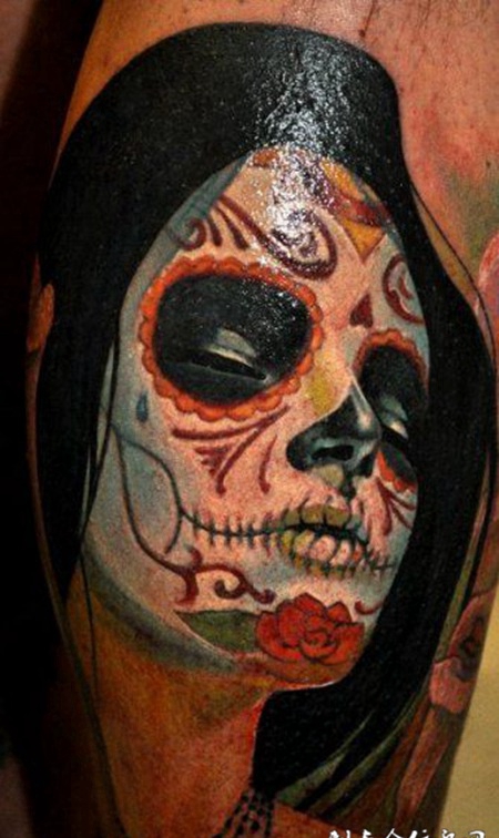 大臂死亡女孩纹身图案