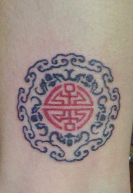 手臂中国风印章纹身图案