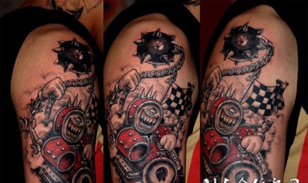 大臂架子鼓纹身