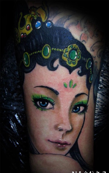 大臂京剧美女纹身