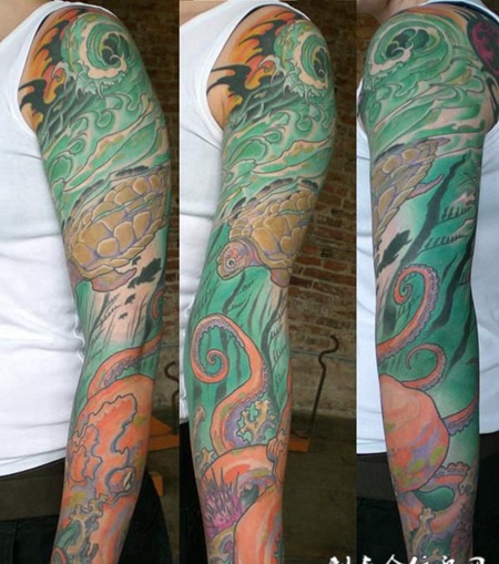 花臂海底世界纹身